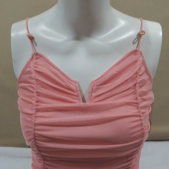 No Boundaries Juniors' Ruched Mesh Tank Top - Picture 3 of 5